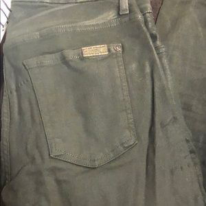 7 for all mankind liquid green stretch jeans
